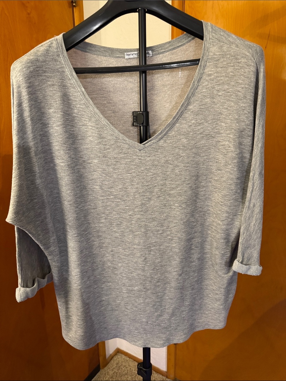Femme Luxe Heather Gray V-Neck Dolman Sweatshirt